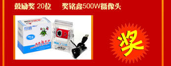 鼓励奖20位 奖铭鑫500W摄像头